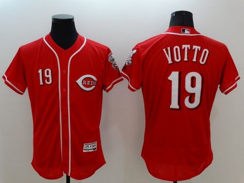 Reds #19 Joey Votto Red Flexbase Authentic Collection Stitched MLB Jersey - Click Image to Close
